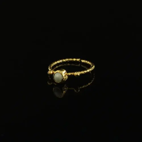 Handmade Forged Ring 24K Gold Finish with Pearl | inspired.jewelry
