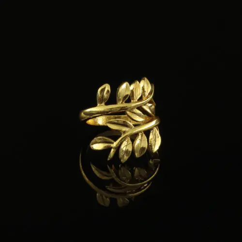 Handmade Olive Leaf Ring Gold Finish | inspired.jewelry
