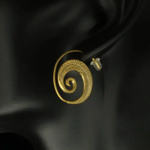 Handmade Carved Earrings Gold Finished | inspired.jewelry