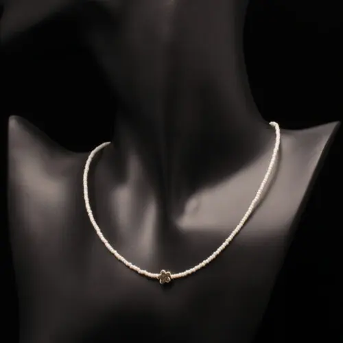 Handmade Necklace White with Gold Plated Star | inspired.jewelry