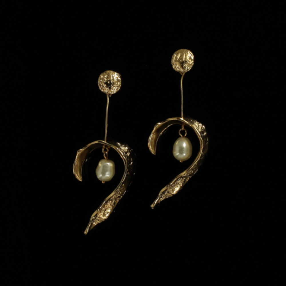 Handmade Carved Earrings with Pearl | inspired.jewelry