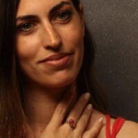 Handmade Carved Ring 24K Gold Finish with Ruby Chips | inspired.jewelry