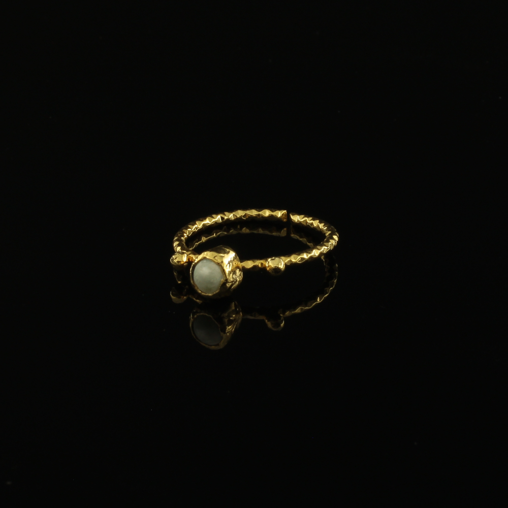 Handmade Forged Ring 24K Gold Finish with Pearl | inspired.jewelry