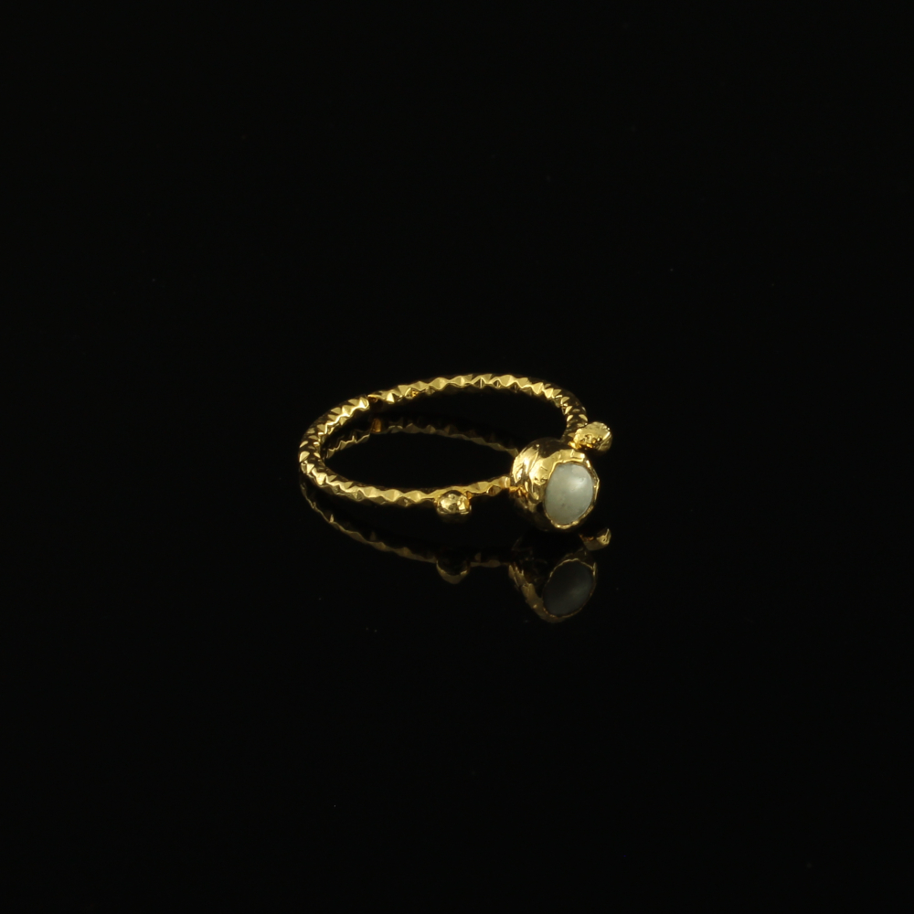Handmade Forged Ring 24K Gold Finish with Pearl | inspired.jewelry