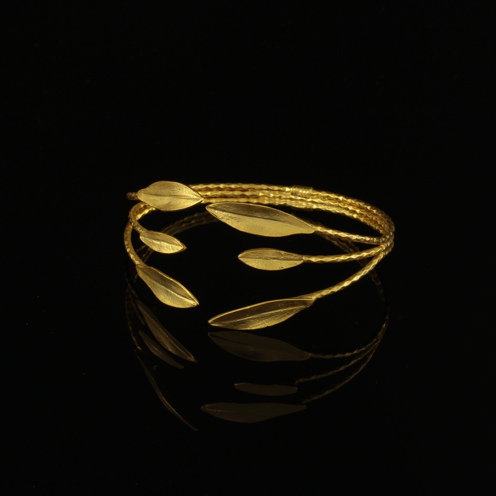 Bracelet Leaf Handmade 24K Gold Finish Matte | Aristocratic | inspired.jewelry