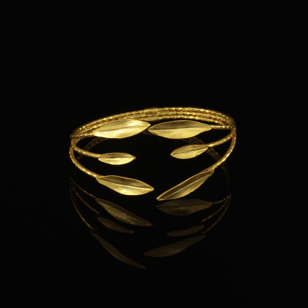 Bracelet Leaf Handmade 24K Gold Finish Matte | Aristocratic | inspired.jewelry