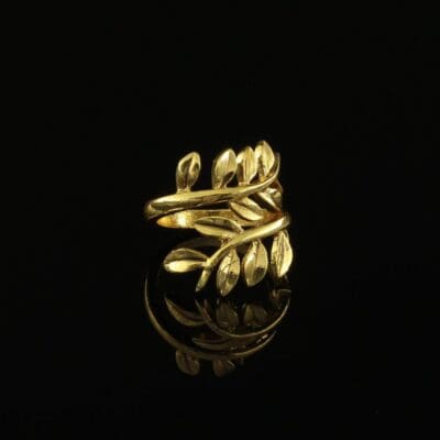 Handmade Olive Leaf Ring Gold Finish | inspired.jewelry