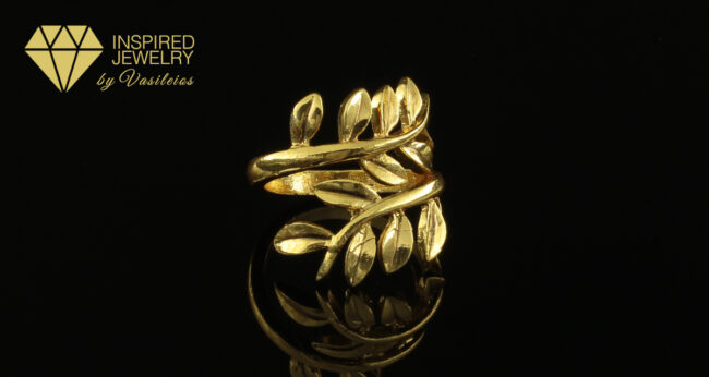 Handmade Olive Leaf Ring Gold Finish | inspired.jewelry
