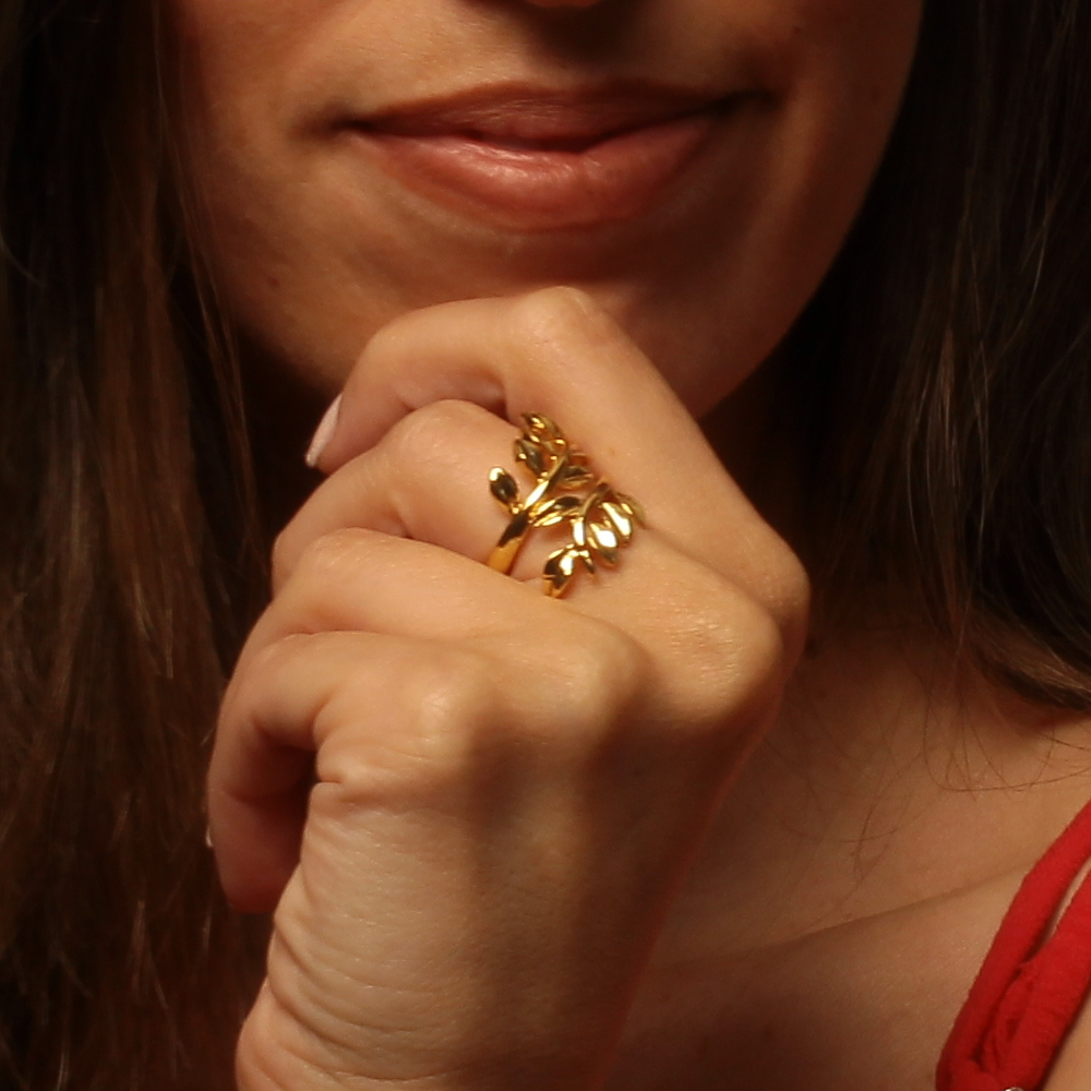 Handmade Olive Leaf Ring Gold Finish | inspired.jewelry