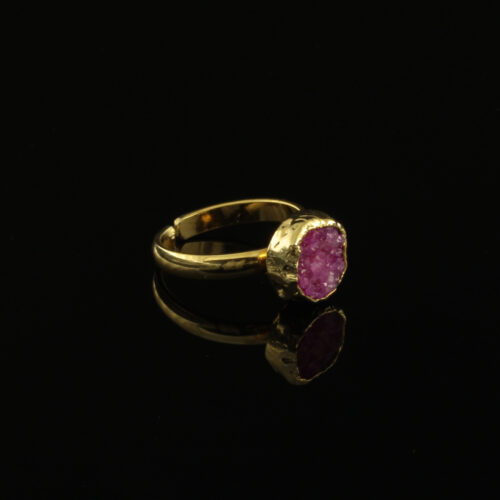 Handmade Ring 24K Gold Finish with Amethyst Chips | inspired.jewelry