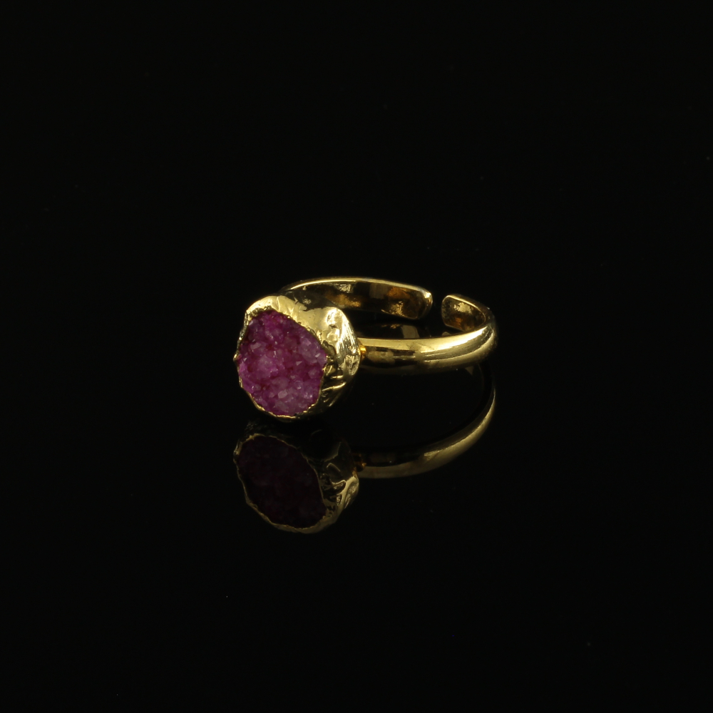 Handmade Ring 24K Gold Finish with Amethyst Chips | inspired.jewelry