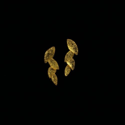 Handmade Leaf Earrings Gold Finish 24K | Festive