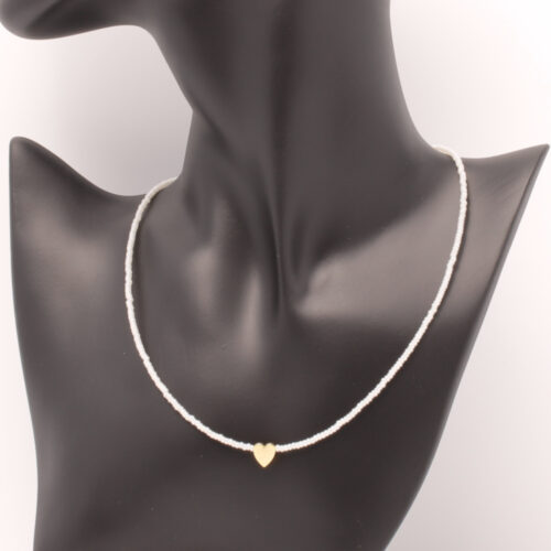 Handmade Necklace White with Gold Plated Heart | inspired.jewelry
