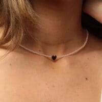 Handmade Necklace White with Gold Plated Heart | inspired.jewelry