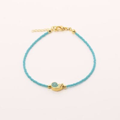 Handmade Anklet Bracelet Turquoise with Turquoise Seashell Gold Plated | inspired.jewelry