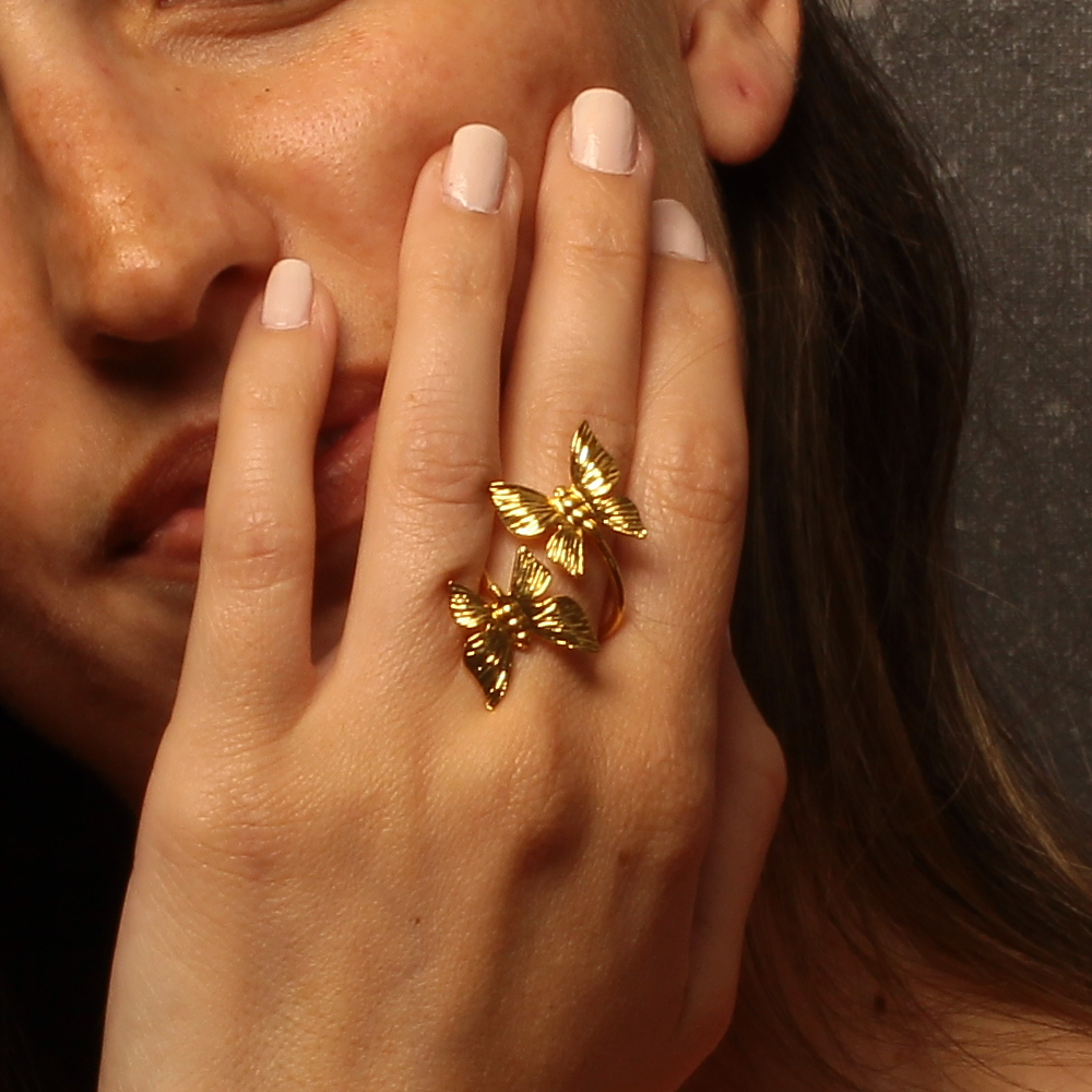 Handmade Butterfly Ring 24K Gold Finish | inspired.jewelry