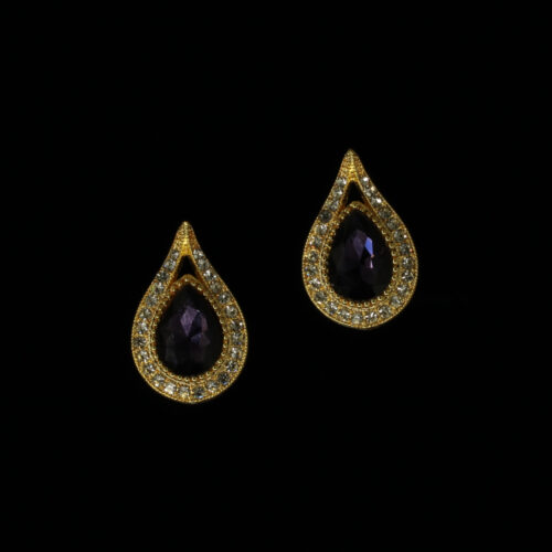 Handmade Earrings with Amethyst & Crystals Gold Plated | inspired.jewelry