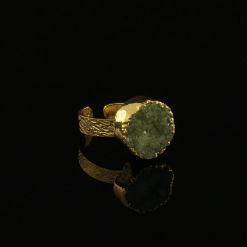 Handmade Ring with Green Agate Chips | inspired.jewelry