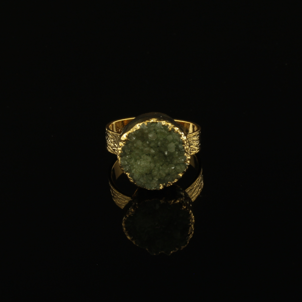 Handmade Ring with Green Agate Chips | inspired.jewelry