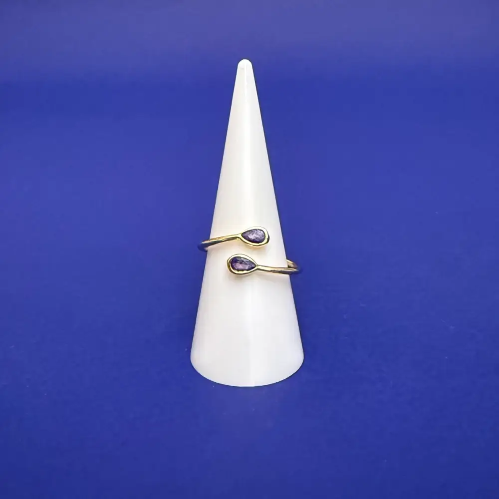 Amethyst Ring Handmade Gold Finish | inspired.jewelry