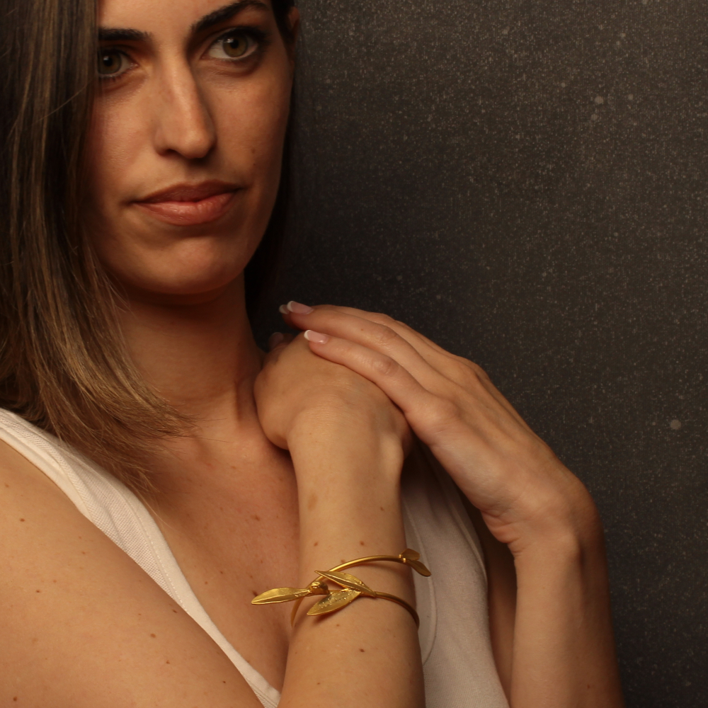 Bracelet Leaf Handmade Gold Finish | Caryatid | inspired.jewelry