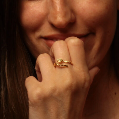 Handmade Crystal Ring Gold Finish| inspired.jewelry
