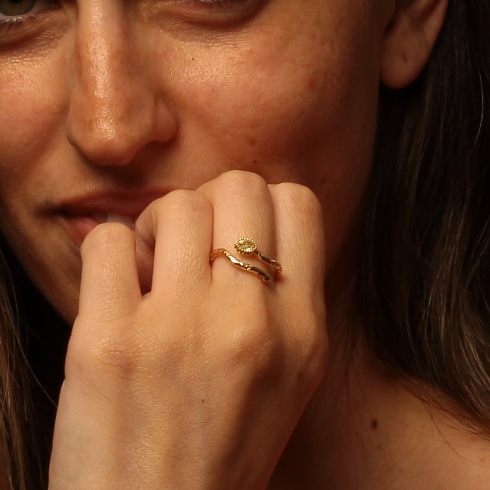 Handmade Crystal Ring Gold Finish| inspired.jewelry
