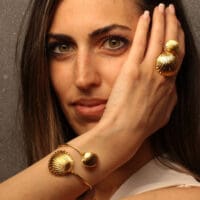 Handmade Jewelry Set Bracelet Ring Clamshell Gold Finish | Venus Jewelry | inspired.jewelry