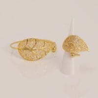 Handmade Jewelry Set Bracelet Ring Leaf Gold Finish | Classy Jewelry | inspired.jewelry