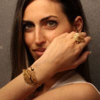 Handmade Jewelry Set Bracelet Ring Leaf Gold Finish | Classy Jewelry | inspired.jewelry