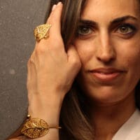 Handmade Jewelry Set Bracelet Ring Leaf Gold Finish | Classy Jewelry | inspired.jewelry
