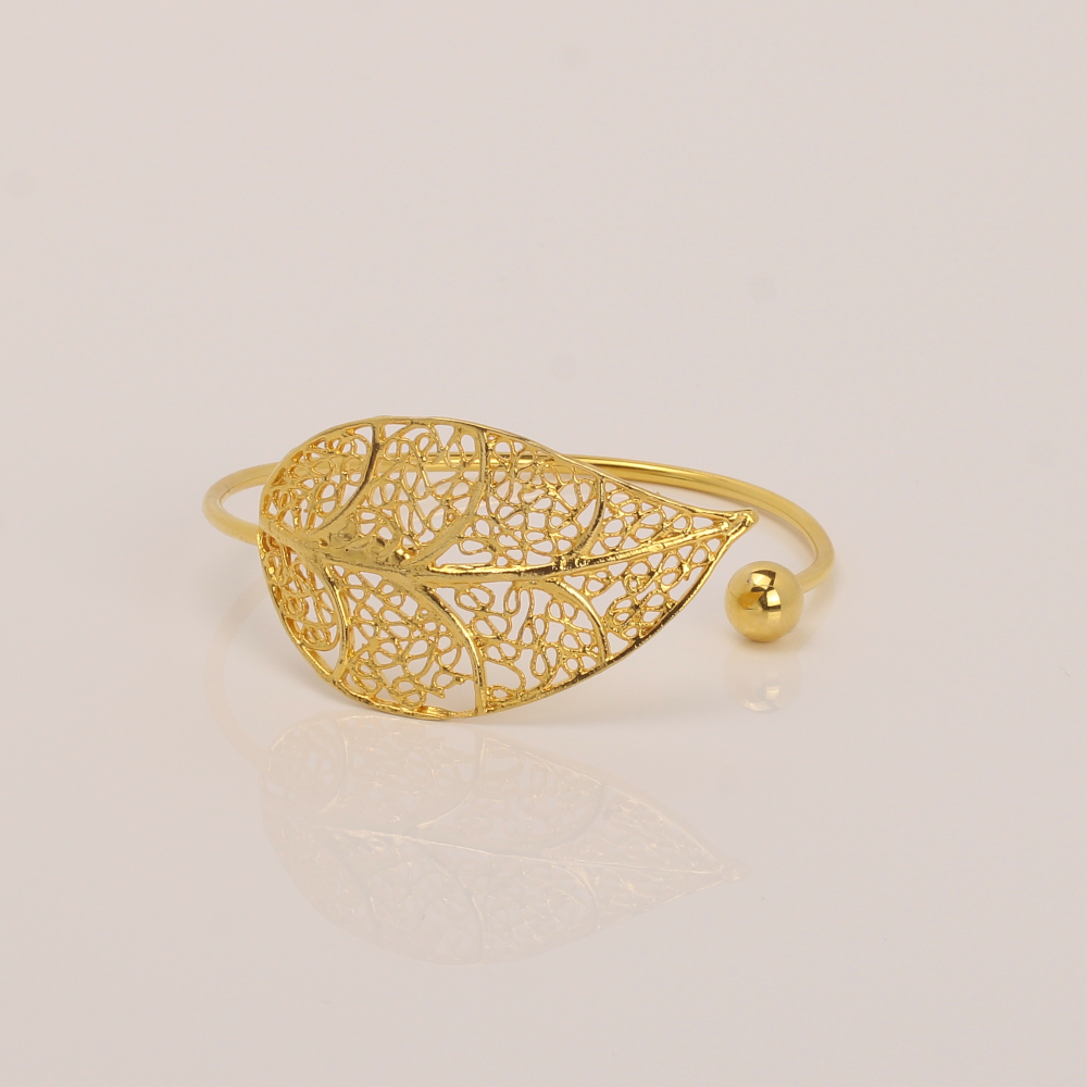 Handmade Jewelry Set Bracelet Ring Leaf Gold Finish | Classy Jewelry | inspired.jewelry