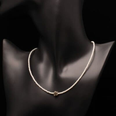 Handmade Necklace White with Gold Plated Star | inspired.jewelry
