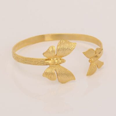 Jewelry Set Butterfly Handmade Carved Bracelet Ring Gold Finish | Genesis Jewelry | inspired.jewelry