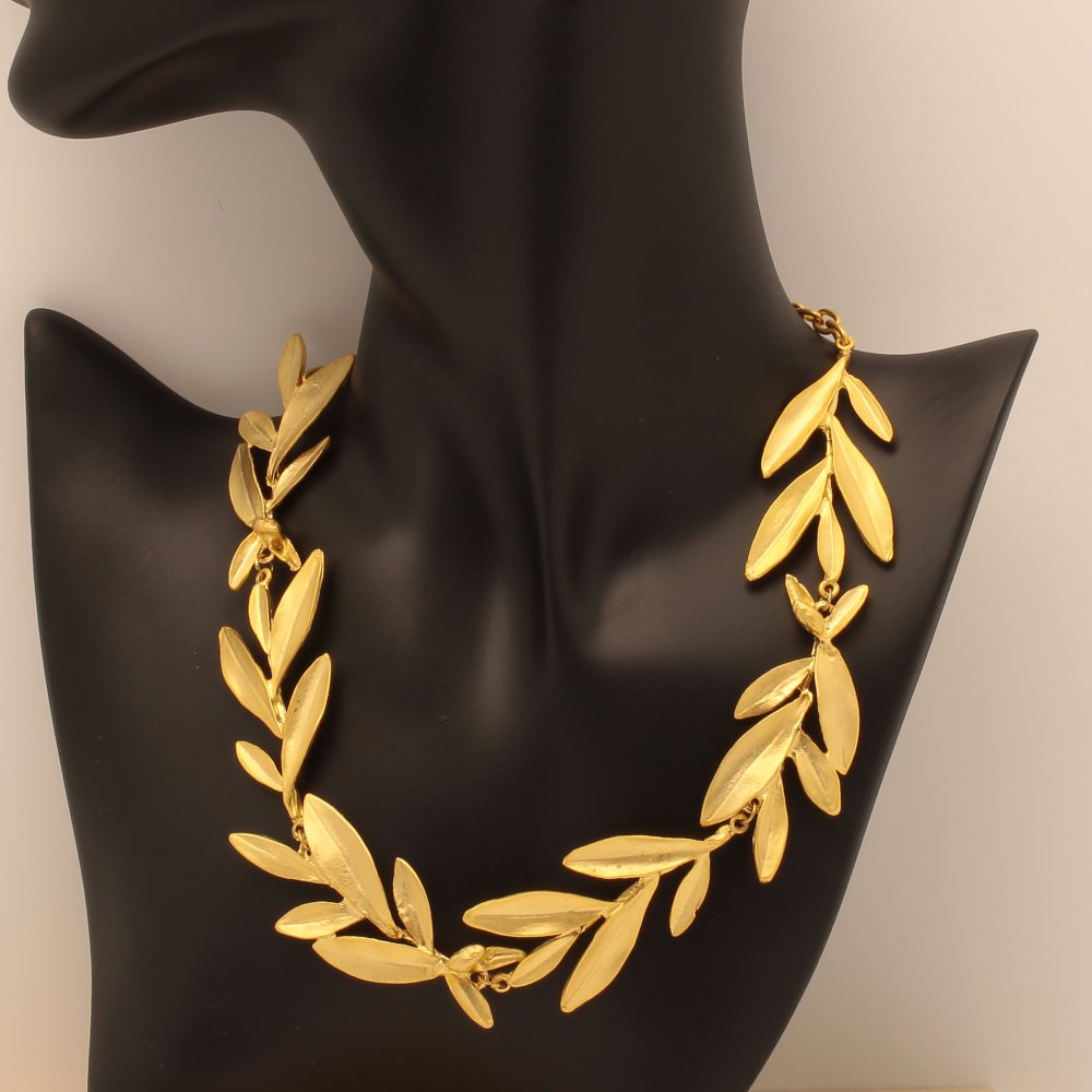 Jewelry Set Leaf Handmade Necklace Earrings Ring Gold Finish | Caryatid Jewelry | inspired.jewelry