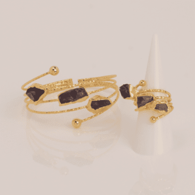 Σετ Κοσμημάτων Αισθήσεις | Χειροποίητο Σετ Κοσμημάτων Βραχιόλι & Δαχτυλίδι με Αμέθυστο Επίχρυσο | inspired.jewelry